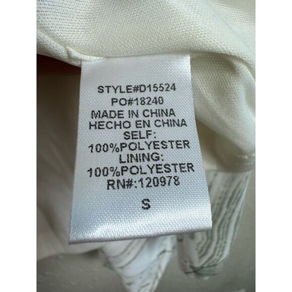 Entro NWT Sage Green Cream 3/4 Balloon Sleeve Tiered Ruffled Above Knee Dress S - Picture 8 of 9